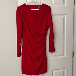 Aqua Vibrant Red Long Sleeve Dress